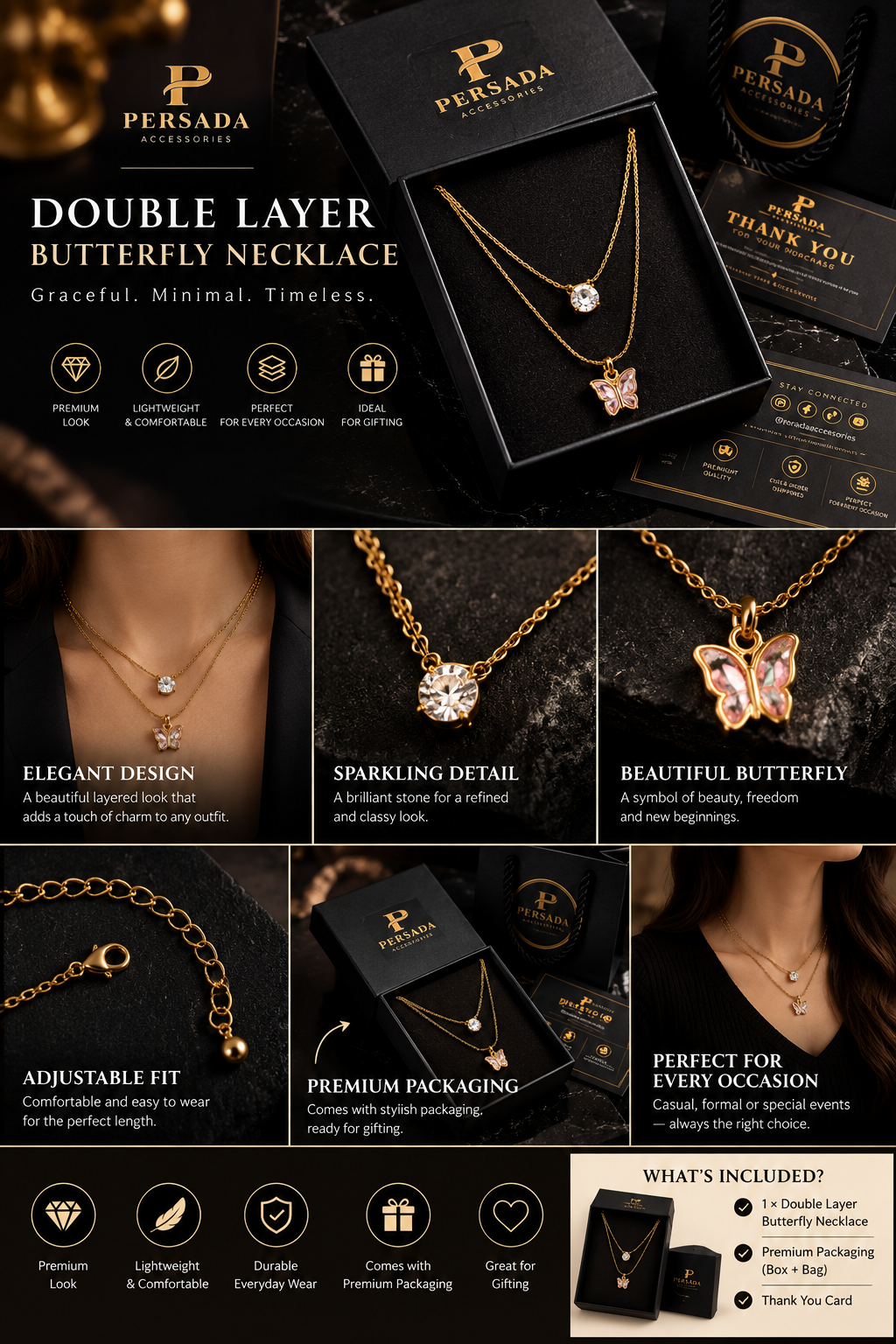 Luna Butterfly Layered Necklace