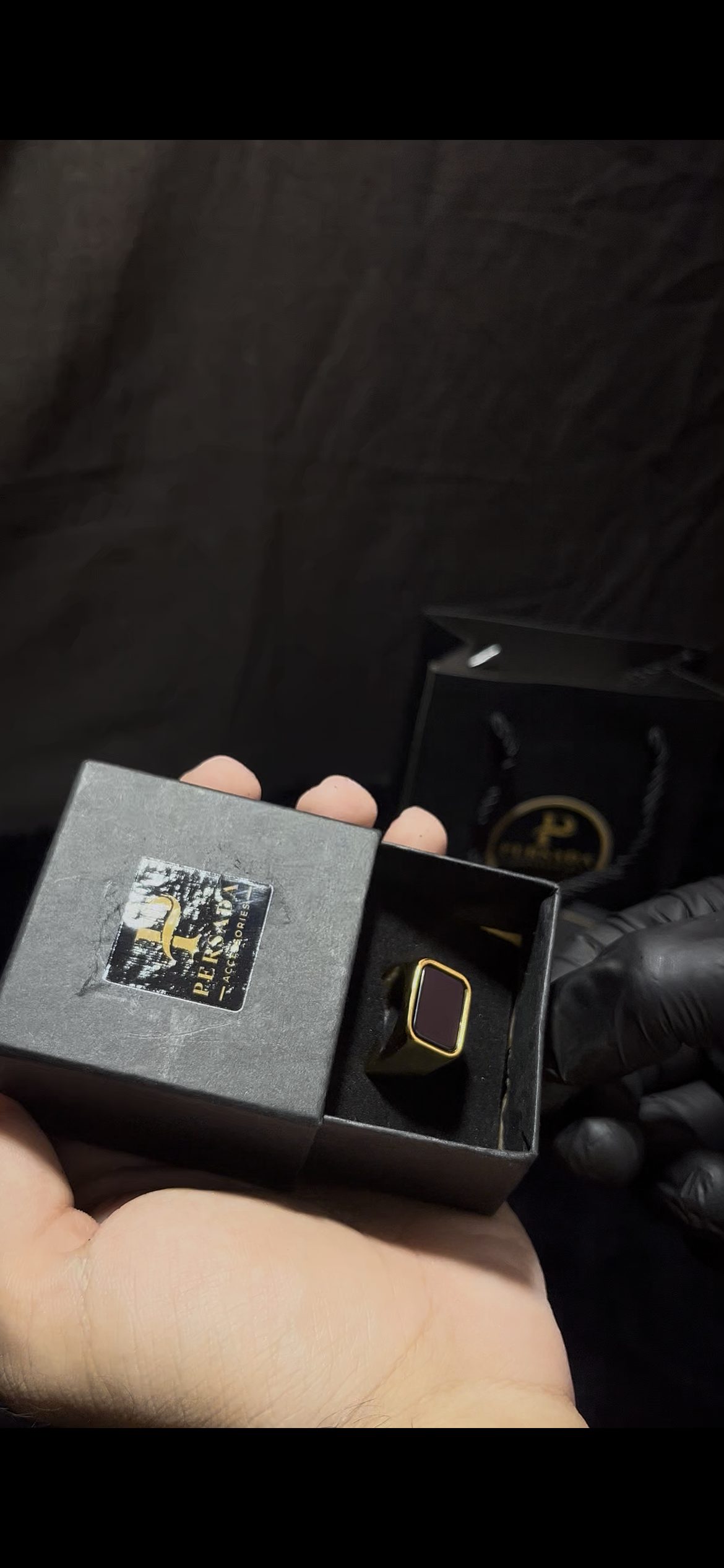 Luxury Black Stone Gold Plated Ring For Men