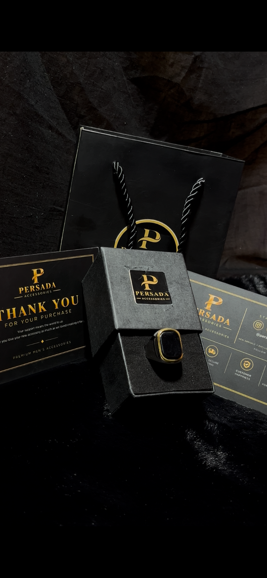 Persada Noir Gold-Trim Ring